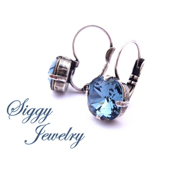 Swarovski® Crystal Earrings, Denim Blue, Square - Picture 4 of 8
